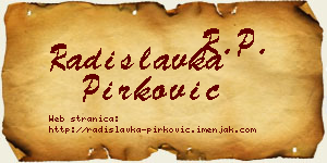 Radislavka Pirković vizit kartica